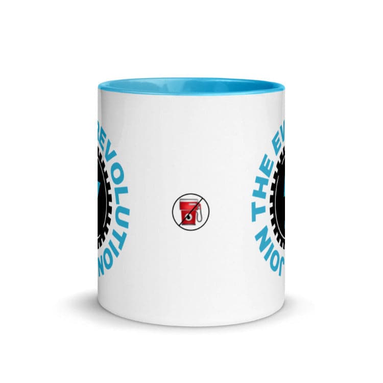 Join The EV Revolution Mug with Blue Color Inside And On Handle- Electric Vehicle Mug - Electric Car Mug - by https://ascensionemporium.net